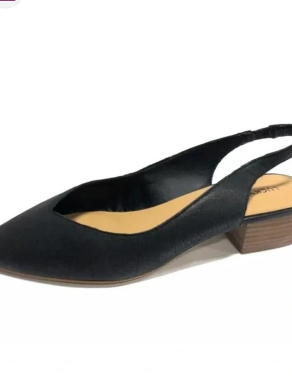 Lucky Brand Black Pointed Toe Slingback Low Block Heel Mule size 9